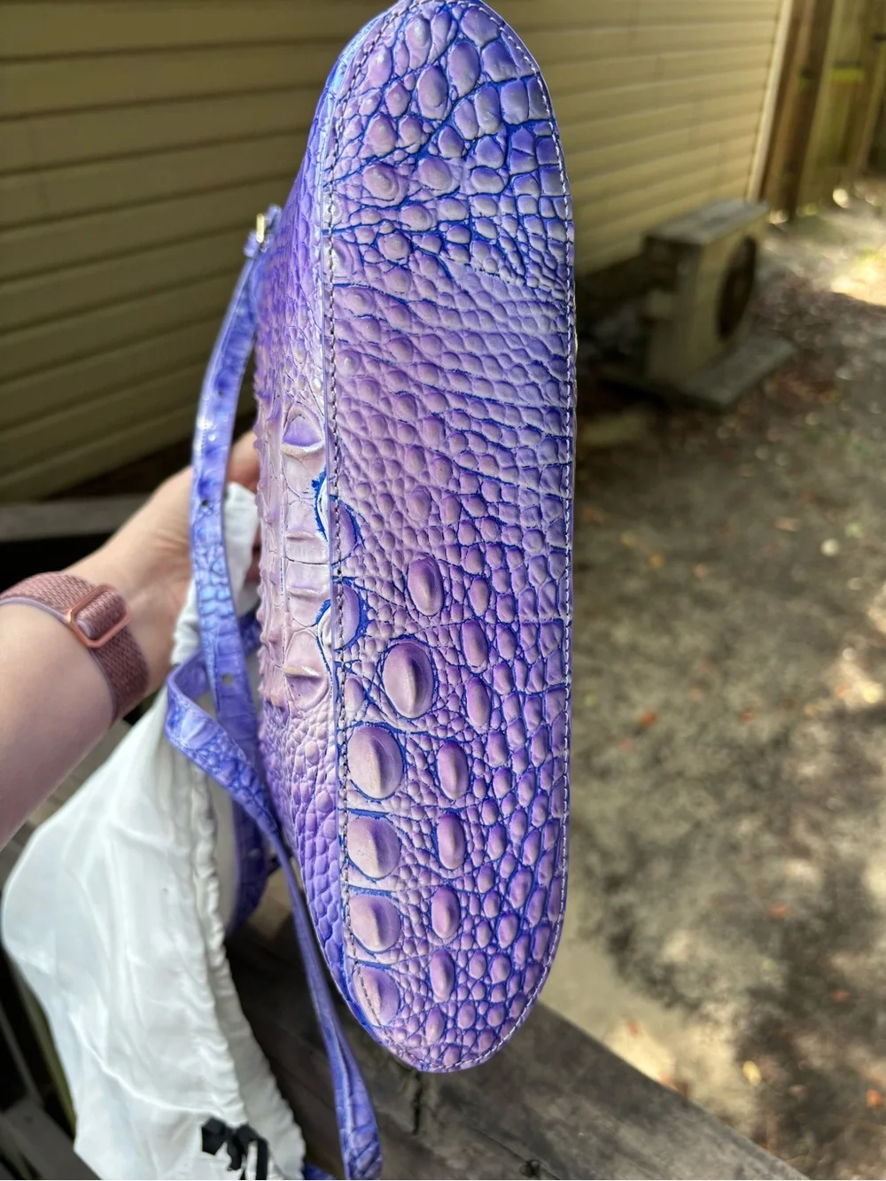 Brahmin Very Peri /Lavender Croc-Embossed Leather Crossbody